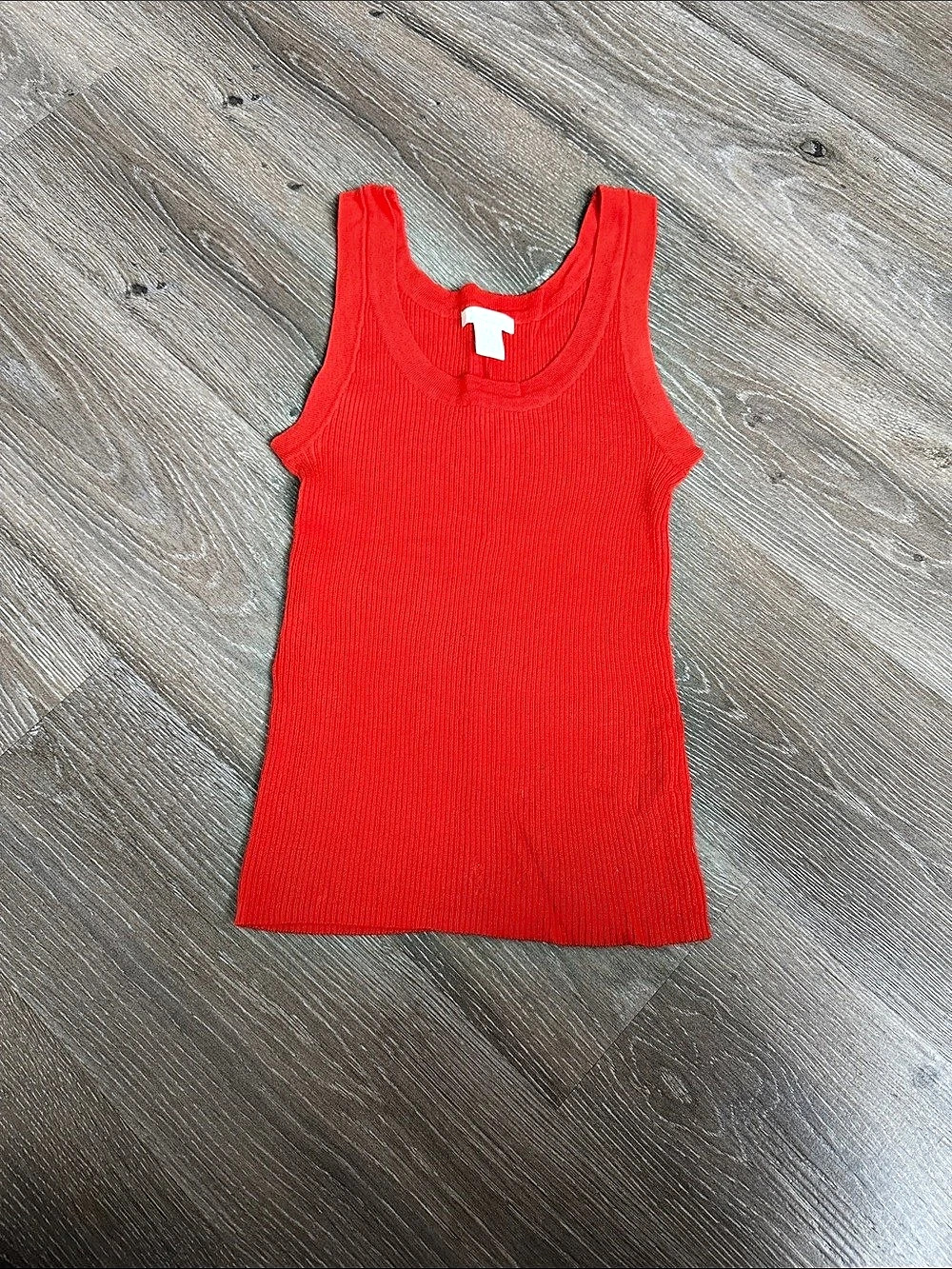 Red Ribbed Tank Top Like New - Picture 2 of 3